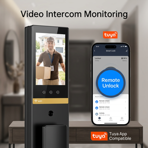Cerradura Inteligente para Puerta con Video Tuya: Reconocimiento Facial 3D, Intercomunicador con Monitor HD, Huella Dactilar y Acceso Remoto, Aleación de Aluminio Negro - Product Image 3