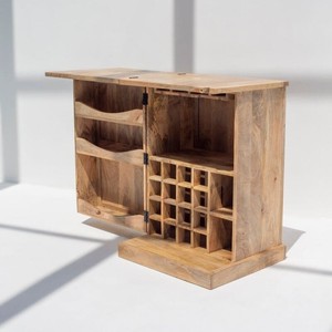 Vandana Vesta Aston - Mueble Bar Plegable de Madera de Mango, Diseño Moderno de Almacenamiento para Bar en Casa, Madera Maciza - Product Image 4