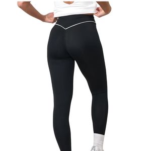 Legging noir taille haute pour femme, extensible, avec détails contrastants, idéal pour le fitness, le yoga et le quotidien, confort optimal - Product Image 3