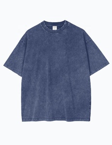 T-shirt en jersey de coton noir délavé surdimensionné pour homme, manches courtes, col rond, décontracté, couleur unie, design simple - Product Image 3