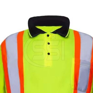 Safety Polo Shirt ANSI Class 2 High Visibility Workwear with Reflective Stripes Breathable Fabric Customized Logo Industrial Use - Product Image 4