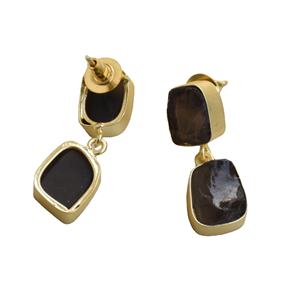 Aretes de Aro de Latón al por Mayor, Joyería de Piedras Preciosas Naturales Auténticas, Textura Mate de Latón, Sin Níquel, Duraderos, Perfectos para Pedidos al por Mayor - Product Image 3