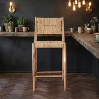 Chaise de comptoir réglable en hauteur, tissée à la main, avec dossier solide, design moderne, pour bar à domicile, îlot de cuisine, salon, hôtel, extérieur