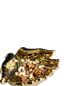Tazón de servicio para cocina, cuencos de manos para servir frutas secas, para Hotel, restaurante, mesa, plato de aluminio dorado con forma de mano - Product Image 2