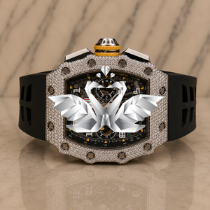 High End Chronograph Watch <b>for</b> <b>Men</b> Full Moissanite Paved <b>Silver</b> Plated Stainless Steel Luxury Jewelry by Stirlin.co - Product Image 2