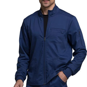 Blouse médicale extensible personnalisée marine pour homme – Uniforme d'hôpital pour adulte en polyester, rayonne et élasthanne - Product Image 1