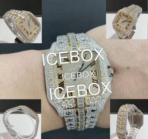 Reloj de Pulsera Cuadrado para Hombre de Acero Inoxidable y Moissanita con Esfera de Cristal, Brazalete con Incrustaciones de Moissanita, Resistente al Agua 10 Bar - Product Image 2