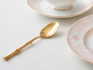 Ensemble de couverts en métal style glamour, design bambou doré, avec fourchette, cuillère, couteau, compatible lave-vaisselle, pour mariage - Product Image 3