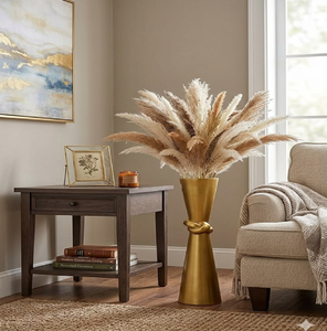 Luxury embossed <b>gold</b> teardrop centerpiece styled with white blooming branches, available at wholesale prices. - Product Image 3