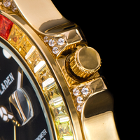 Montre de luxe unisexe pour affaires, plaquée or 18 carats, analogique, en acier inoxydable, résistante à l'eau 30 bars, avec cristal, faible MOQ pour le dropshipping