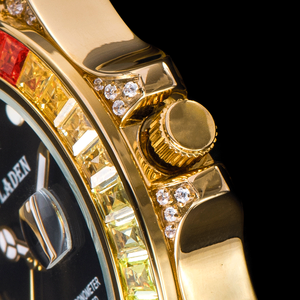 Dropshipping Small MOQ 18K Gold Plating Luxury Men's Business Watch Crystal Stainless Steel 30bar Water Resistant - Product Image 3