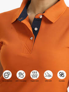 Polo pour femme coupe classique, nouveau design, logo brodé, coton piqué doux, vêtements de travail d'été pour femmes, chemise de bureau - Product Image 2