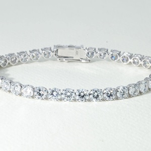 Classic Round Cut Lab Grown Diamond Tennis Bracelet 9K 14K 18K <b>Solid</b> White <b>Gold</b> Color E Clarity VVS 18.99ct For Women - Product Image 2