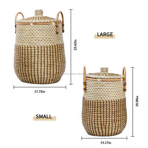 Juego de 2 Cestas de Almacenamiento de Mimbre, Cestas Tejidas a Mano Hechas en Vietnam con el Precio Más Bajo y Alta Calidad - Product Image 3