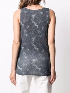 Top sin mangas para mujer con cuello redondo, estilo racerback, con efecto acid wash y tie dye, lavado mineral, casual, para verano - Product Image 3