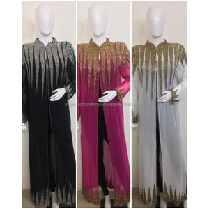 Dubai brillante al por mayor Ramadán modesto India islámico cintura manga larga Abaya mujeres musulmanas vestido hecho en India - Product Image 2