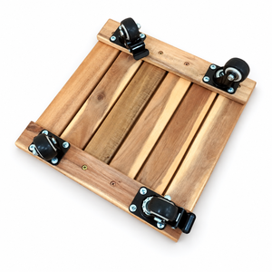 Chariot carré en bois d'acacia avec roulettes verrouillables à 360 degrés Pots de fleurs et jardinières d'extérieur de style rustique - Product Image 1