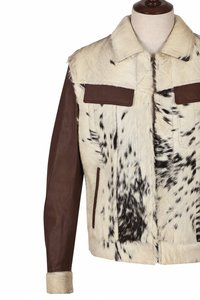<b>Men's</b> Genuine <b>Leather</b> <b>Jacket</b> With Fur Lining Turn-Down Collar Casual Winter Wear Zipper Closure Brown Regular Fit - Product Image 3