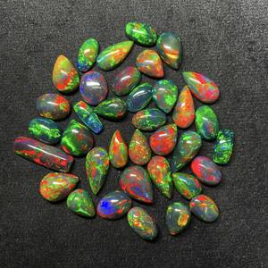 Opale noire éthiopienne naturelle, formes mélangées, cabochons, lot de pierres précieuses en vrac, 7-16 mm, opale noire certifiée IGI pour la fabrication de bijoux - Product Image 5