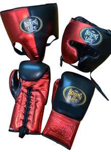 Guantes de boxeo de cuero personalizados con cordones, guantes de sparring, protector de cabeza, protector de entrepierna, conjunto de equipo profesional para boxeo. - Product Image 2