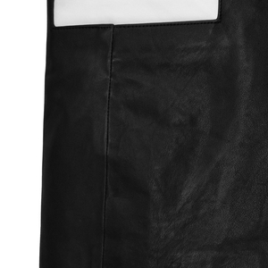 <b>Men's</b> Black <b>Faux</b> <b>Leather</b> Blazer White Peak Lapels Single Breasted Slim Fit Smart Casual Suit <b>Jacket</b> - Product Image 6
