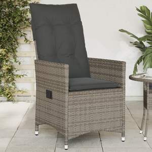 Chaise de jardin inclinable en rotin PE gris avec structure en acier thermolaqué et polyester, mobilier d'extérieur durable - Product Image 1