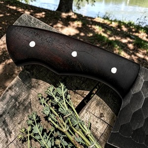 Couteau à hacher forgé à la main en acier à haute teneur en carbone, couteau de boucher pour hacher la viande, couteau de chef de cuisine avec manche en bois et étui en cuir OEM - Product Image 3