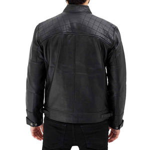 Classic Men's Genuine Leather <b>Slim</b> <b>Fit</b> Winter <b>Jacket</b> with Zipper Closure Turn Collar Front Logo Quick Dry & Breathable - Product Image 3
