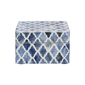 Handmade Luxurious Bone Inlay Wood MDF Trinket <b>Box</b> Velvet Glass Storage for Jewelry Necklaces Rings Weddings-Carton <b>Packed</b> - Product Image 1