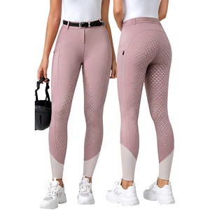 Pantalones de equitación profesionales para mujer, largos, de algodón, con cremallera, elásticos, para entrenamiento, con bolsillos reforzados y presillas para cinturón, de talle alto. - Product Image 5