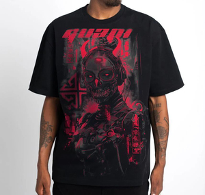 Camiseta Gótica Oversize de Algodón Pesado con Estampado de Calavera, Estilo Hip Hop Urbano, Vintage, Unisex, Personalizada, Premium - Product Image 4
