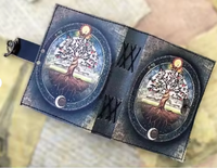 Carnet en cuir véritable indien avec papier à bords festonnés, motif arbre, journal personnalisé avec fermoir en laiton