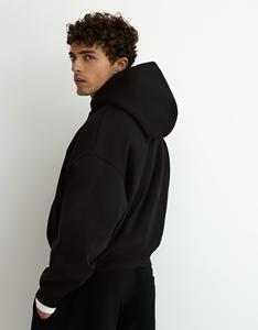 Sudadera con Capucha Extra Grande para Hombre, Negra, de Algodón, Felpa Francesa, Secado Rápido, Informal, para Otoño, con Bolsillo Delantero y Manga Regular - Product Image 2