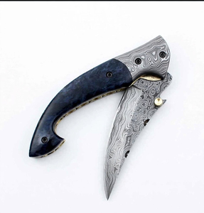 Compact Folding <b>Tool</b> Damascus Steel Folding Knife <b>Hand</b> Forged Pocket Knife Pattern Steel Blade Strong Handle Sharp Cutting Edge - Product Image 1