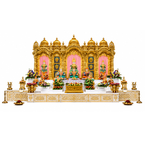 Majestic Golden Swaminarayan <b>Mandir</b> Community Prayer Hall Large Traditional Teak Wood Durable Hindu Community Center - Product Image 1