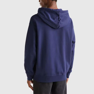 Sweat-shirt à capuche zippé intégral bleu marine épais personnalisé, coupe oversize unisexe, en molleton de coton vierge, style streetwear uni - Product Image 2