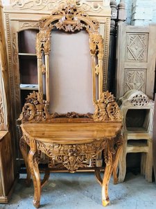 Table de toilette en bois sculpté de style turc de luxe, fabriquée en Inde, pour chambre à coucher, hôtel, villa, vente en gros - Product Image 3