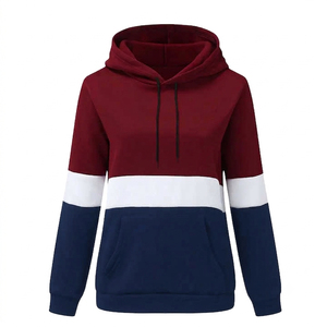New Color Blocking Hoodie Sweatshirt Regular Fit Long Sleeve Pocket Design Casual Hoodie Unisex Autumn Wear Knitted <b>Fabric</b> - Product Image 4