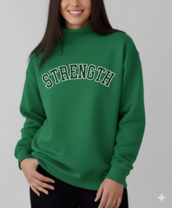 Sweat-shirt à col montant bleu marine avec inscription STRENGTH - Product Image 3