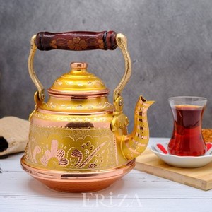 Bouilloire à eau en cuivre artisanale, finition mate avec poignée, style vintage pour le thé, le café, la cuisine et la décoration de la maison - Product Image 6