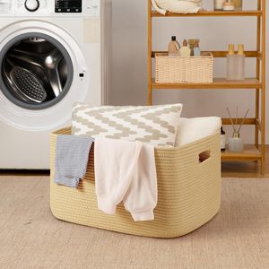 75L Eco-Friendly Modern Woven Cotton Rope <b>Storage</b> Basket 22x17x12 for <b>Drink</b>/Food Use in Living Room Bedroom Nursery - Product Image 5