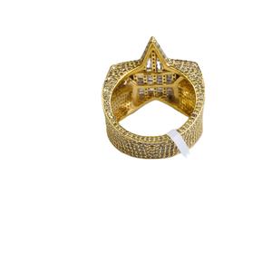 Anillo de estrella con tachuelas de diamantes redondos de estilo Hip Hop clásico de oro amarillo de 10kt para fiesta de boda o aniversario - Product Image 2
