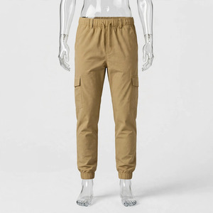 Women's Khaki <b>Cargo</b> <b>Pants</b> Regular Fit Full Length Multiple Pockets <b>Elastic</b> <b>Waist</b> Casual Style 100% Polyester Spring Wear - Product Image 3
