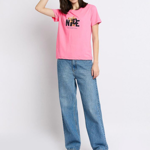 เสื้อยืดผู้หญิง ระบายอากาศได้ดี เสื้อยืดผู้หญิงใหม่ ผ้าฝ้าย 100% คอทรงโอ แขนสั้น พิมพ์ลายโลโก้ เสื้อยืดผู้หญิง - Product Image 4