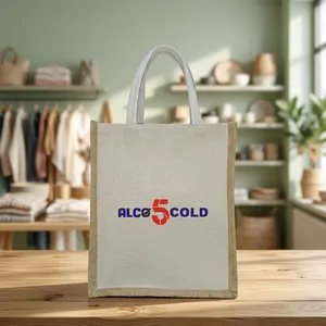 Premium Quality Jute Canvas <b>Tote</b> Bag 14x12x5 Inch Durable Reusable Shopping Bag for Grocery Stores Retail Packaging <b>Travel</b> - Product Image 3