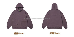 Invierno de alta calidad pesado acanalado punto remache diseño lujo suéter de gran tamaño personalizado 400gsm sudaderas con capucha - Product Image 5