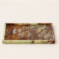 Plateau de service rectangulaire en onyx vert naturel de luxe, plateau en pierre polie pour table basse et décoration de salle de bain d'hôtel