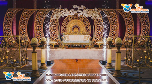 Muslim Wedding Walima Stage <b>Backdrop</b> <b>Frames</b> Decor Gorgeous Wedding Golden FRP <b>Frames</b> for Stage Stunning Wedding Fiber Panels - Product Image 2