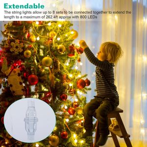 Luci a stringa LED a sfera da 100 palline, impermeabili IP44, luci fatate IP44, catene luminose a LED - Product Image 5