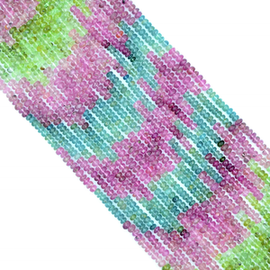 Cuentas de piedras preciosas de turmalina natural lisa de 4-5mm y 14 pulgadas, Rondelle multiturmalina para la fabricación de joyas - Product Image 2